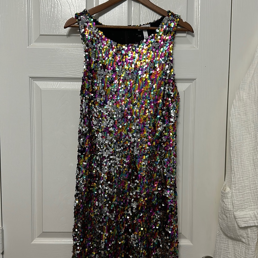 Full multicolored sequin mini dress